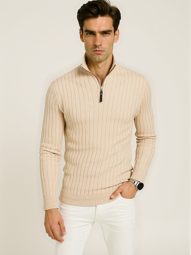 Pull en tricot demi-zip pour homme