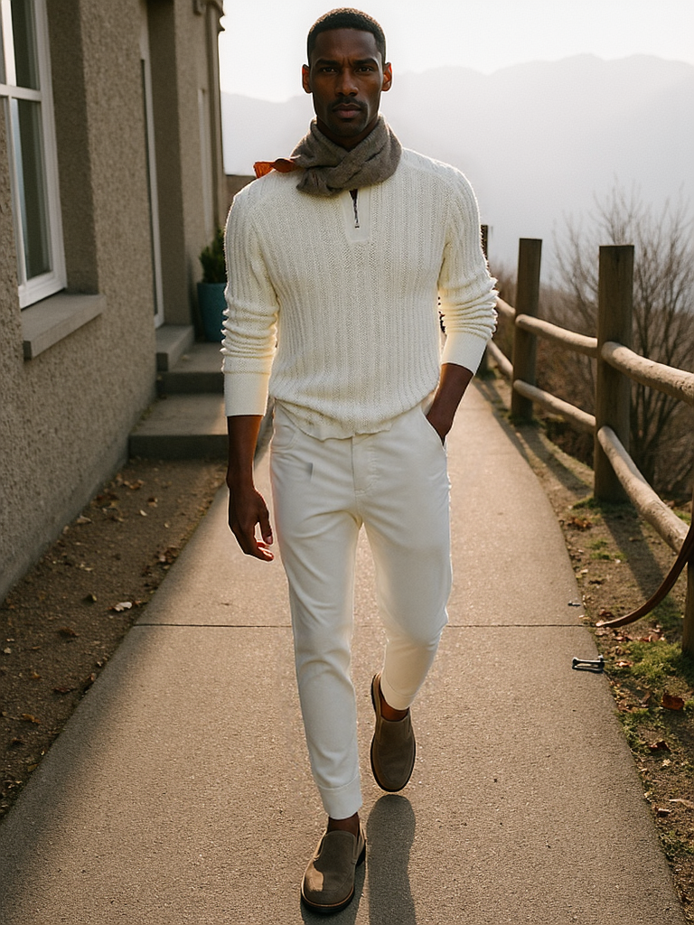 Pull jacquard zippé sur mesure
