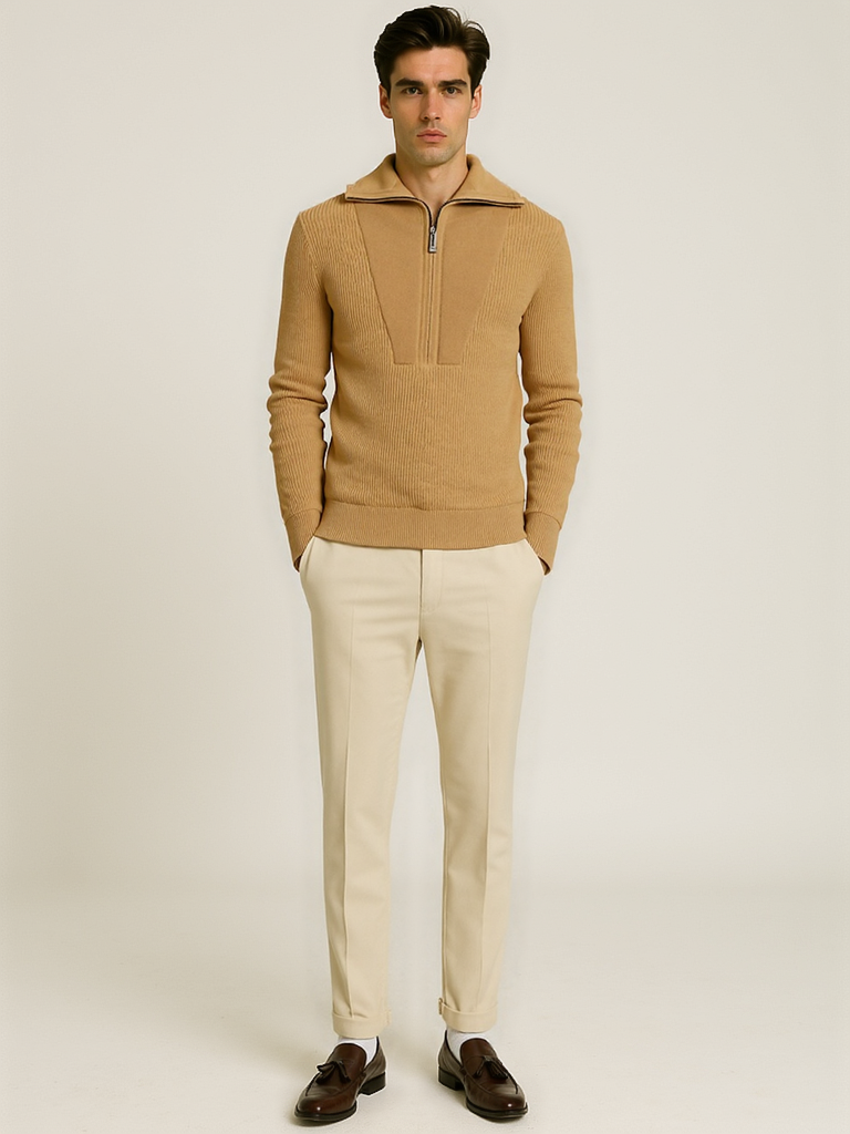 Pull en cachemire à demi-zip