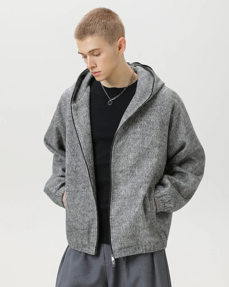 Wool Blend Hooded Jacket
