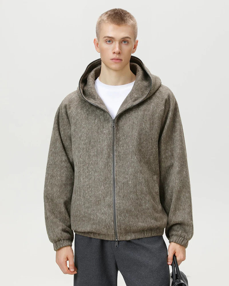 Wool Blend Hooded Jacket