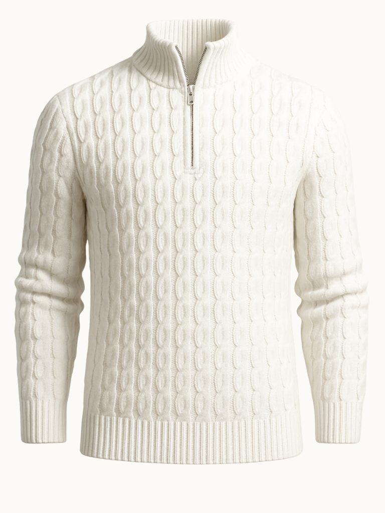 Pull jacquard zippé sur mesure