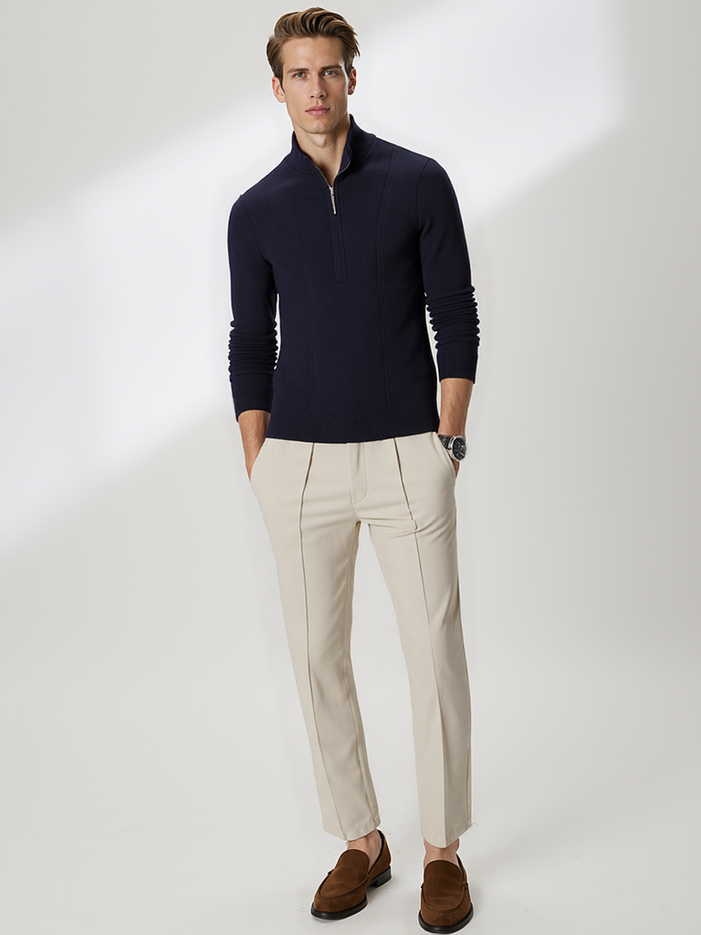 Pull en cachemire à demi-zip