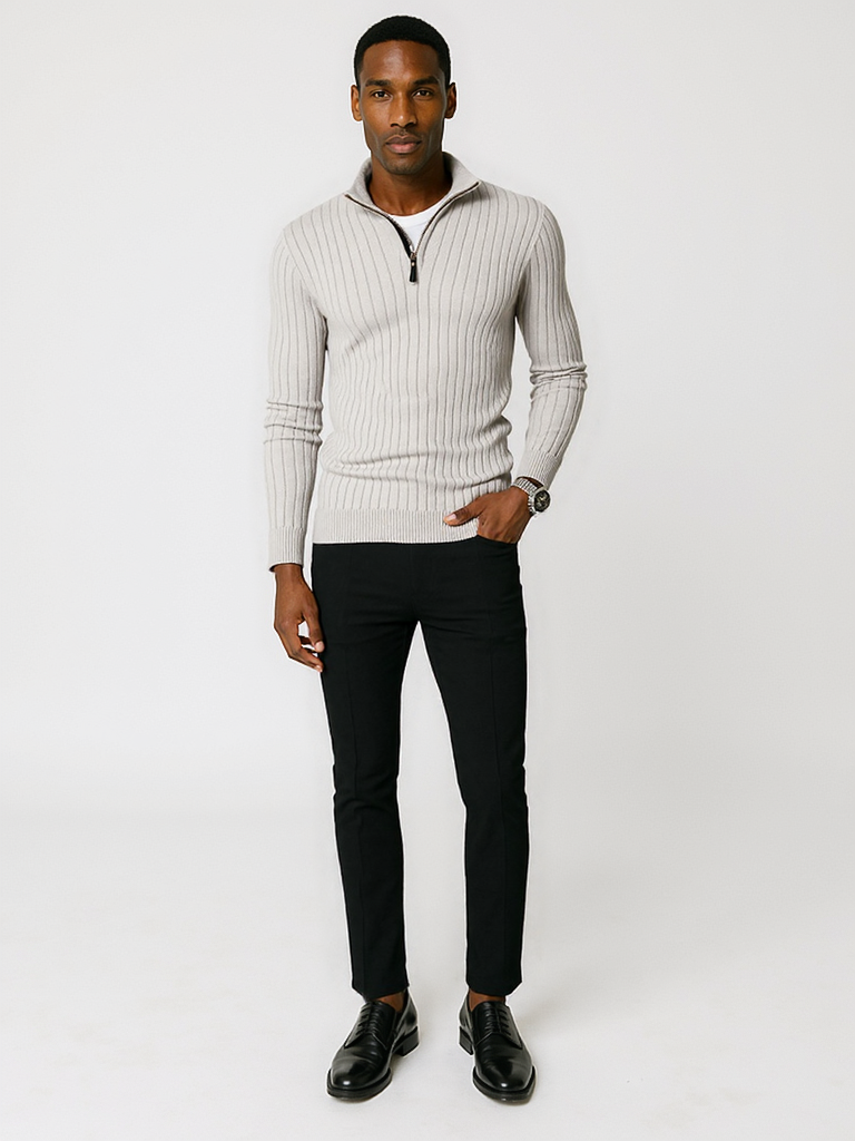 Pull en tricot demi-zip pour homme