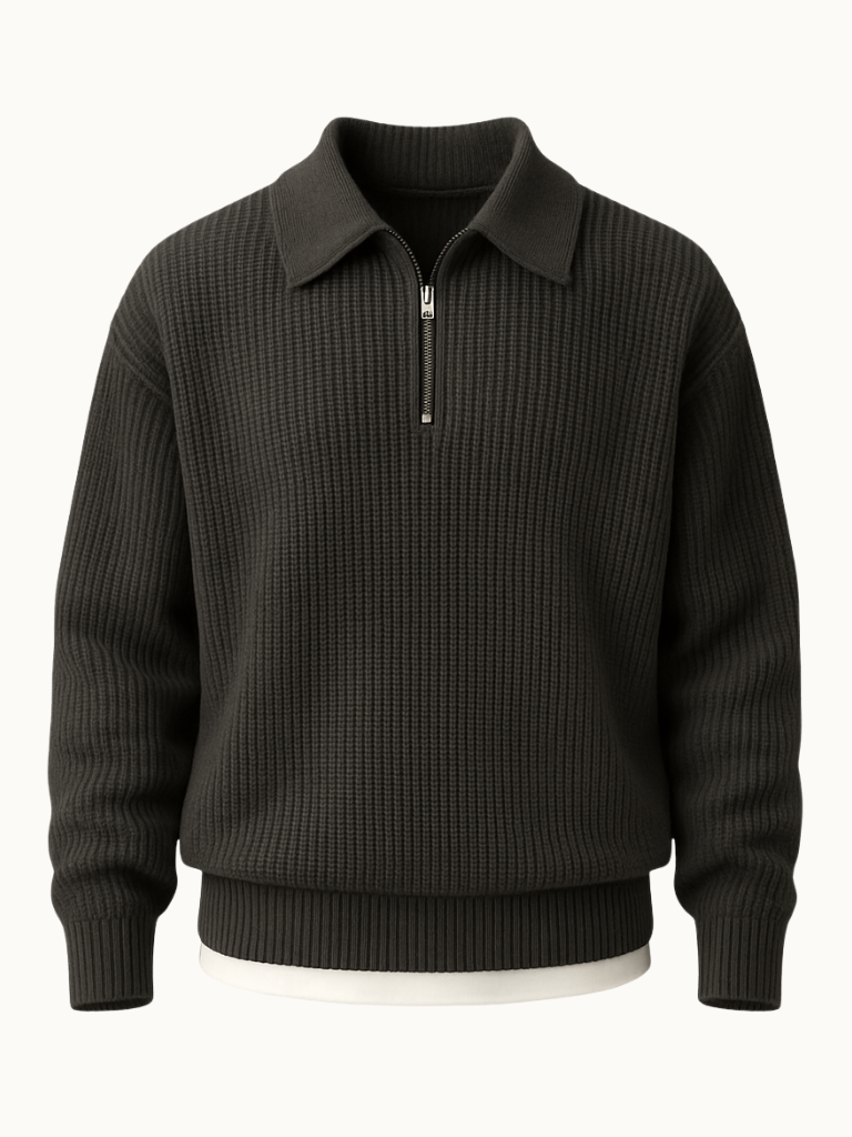 Pull en tricot zippé de qualité supérieure