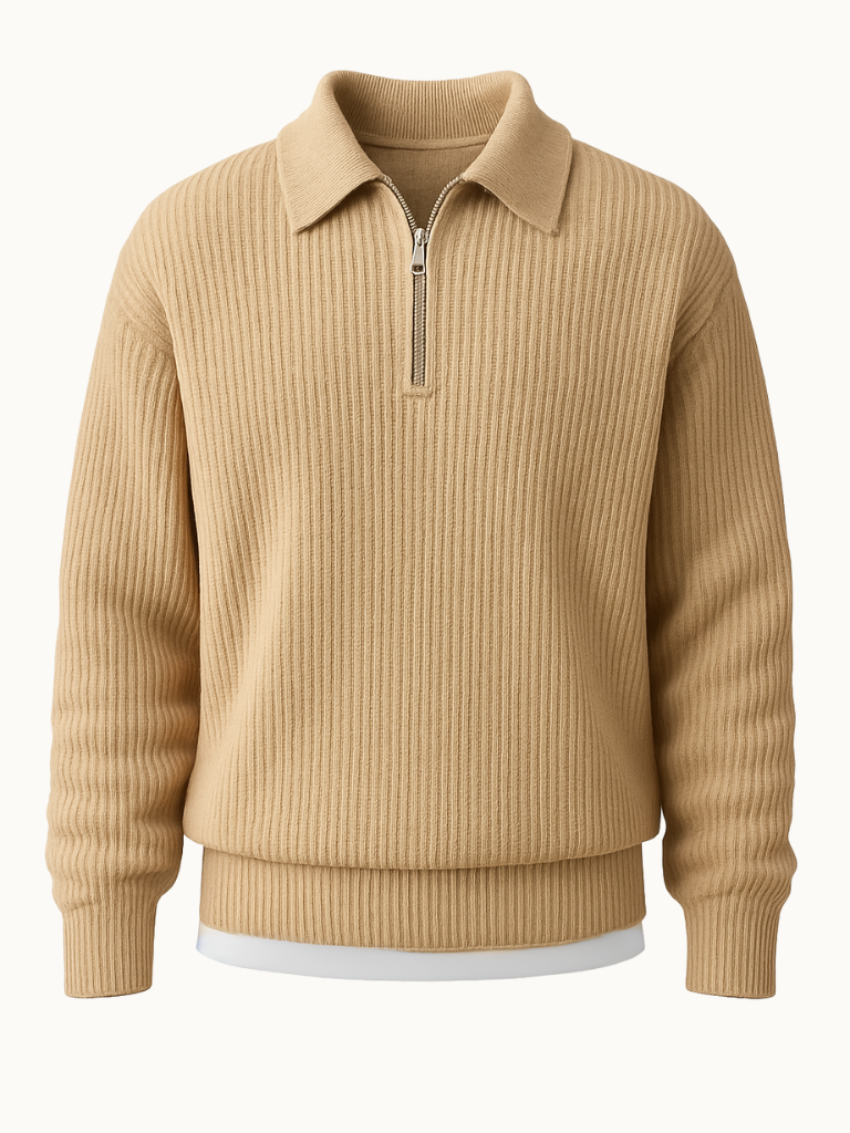 Pull en tricot zippé de qualité supérieure