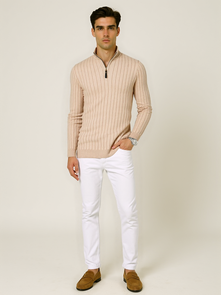 Pull en tricot demi-zip pour homme