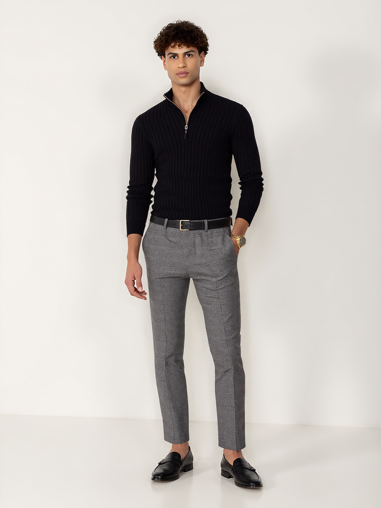 Pull en tricot demi-zip pour homme