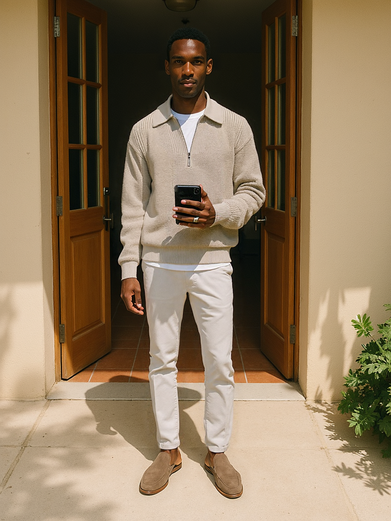 Pull en tricot zippé de qualité supérieure
