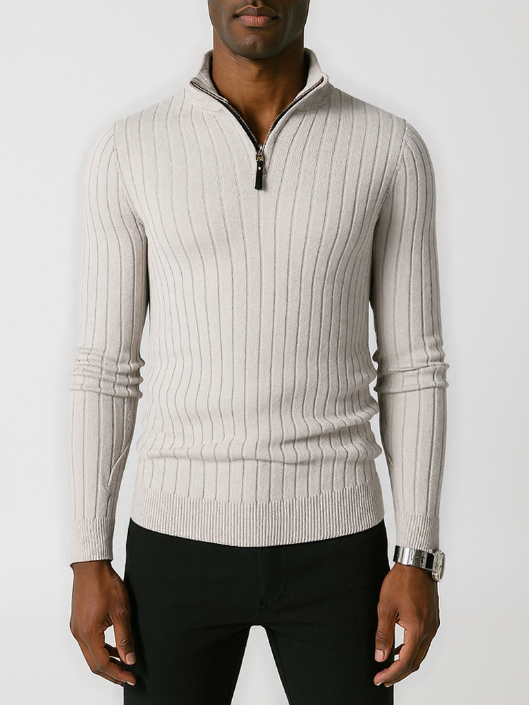 Pull en tricot demi-zip pour homme