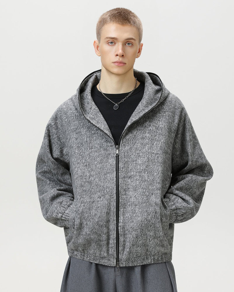 Wool Blend Hooded Jacket