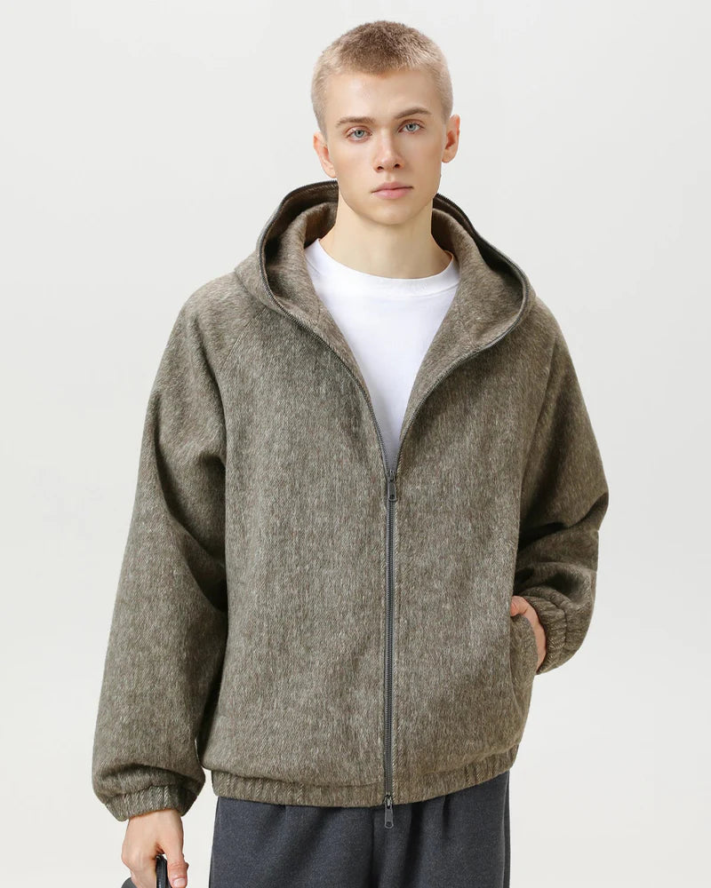 Wool Blend Hooded Jacket