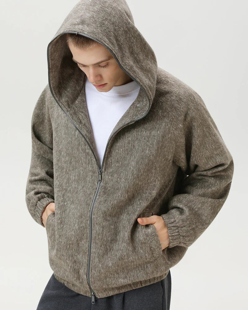 Wool Blend Hooded Jacket