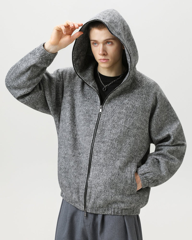 Wool Blend Hooded Jacket