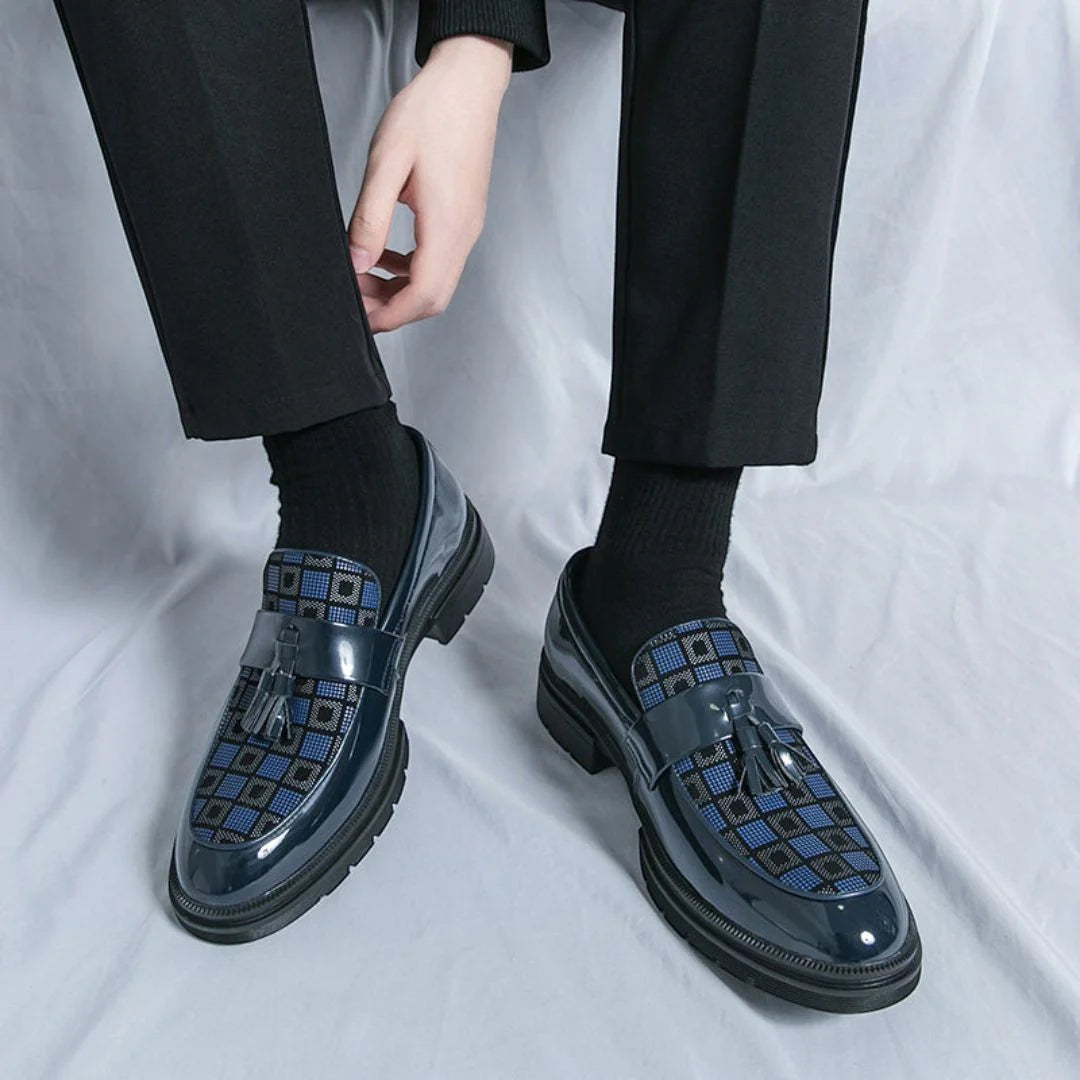 Checkered Tassel Loafers