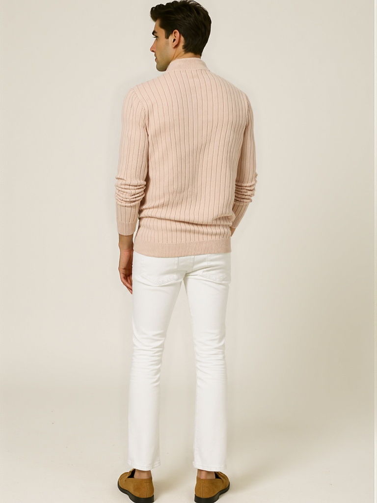 Pull en tricot demi-zip pour homme