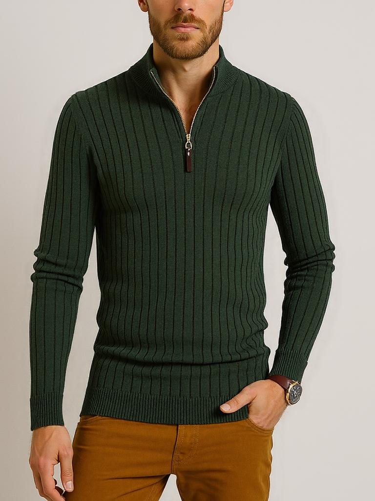 Pull en tricot demi-zip pour homme
