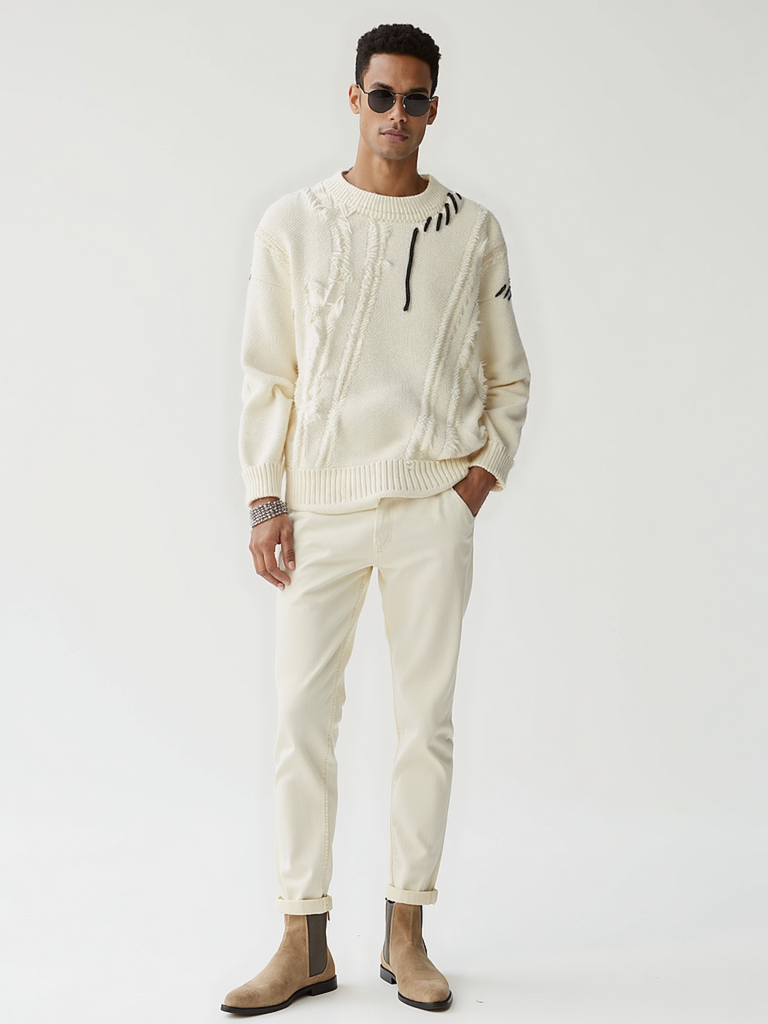Textured Crewneck Sweater